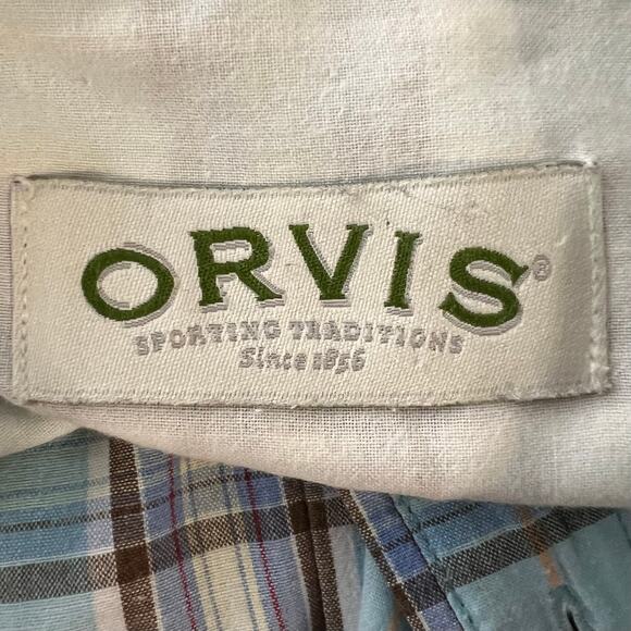 Orvis shirt men’s XL short sleeve button-down blue Armpit to armpit: 27” - Picture 4 of 8